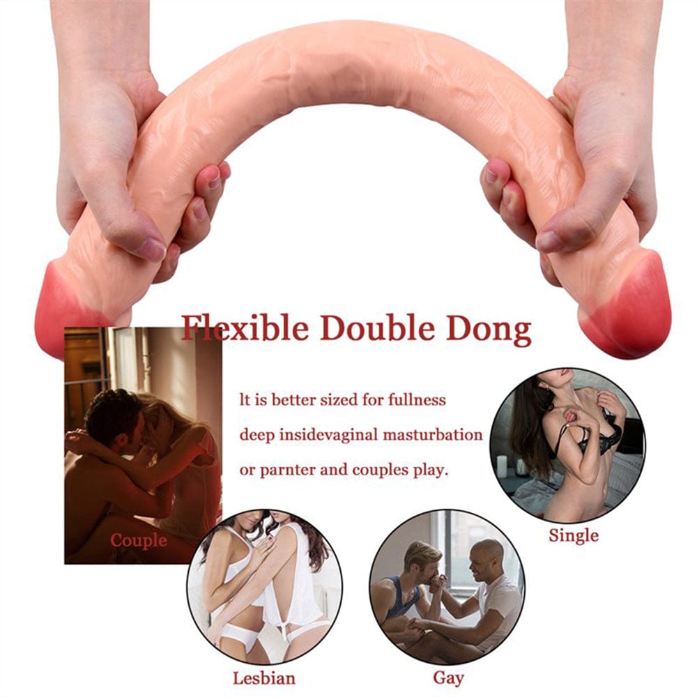 18.11‘’ Double-Ended Soft Silicone Simulated Anus Masturbation Dildo