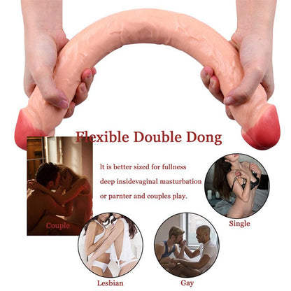 18.11‘’ Double-Ended Soft Silicone Simulated Anus Masturbation Dildo