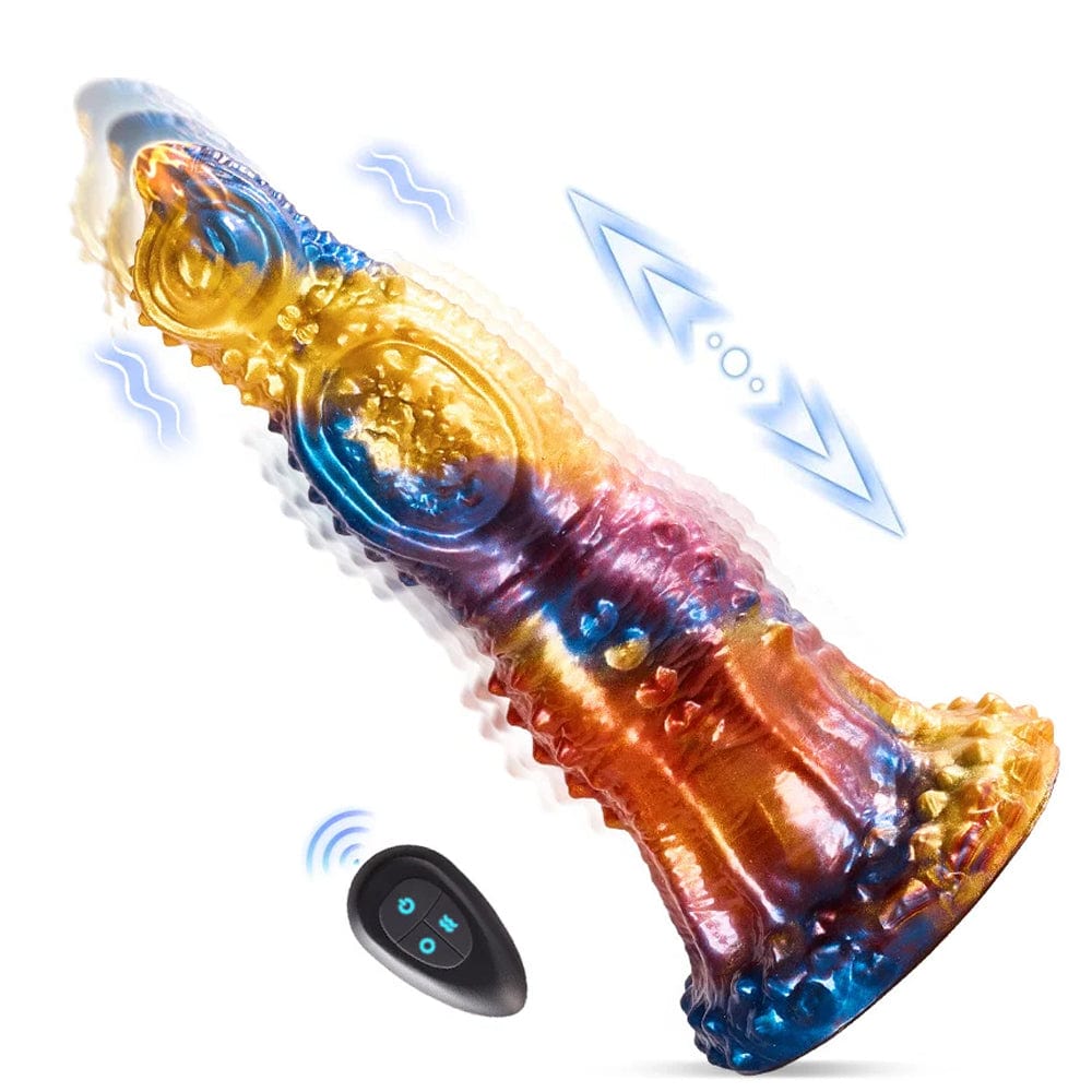 7‘’ Colorful Golden Phoenix Electric Telescopic Vibrating Dildo With Remote Control