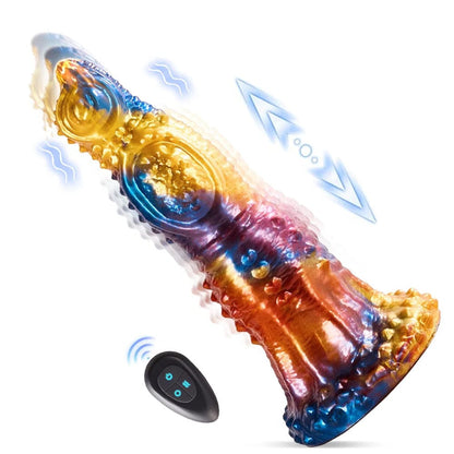 7‘’ Colorful Golden Phoenix Electric Telescopic Vibrating Dildo With Remote Control