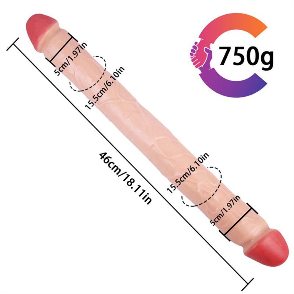 18.11‘’ Double-Ended Soft Silicone Simulated Anus Masturbation Dildo