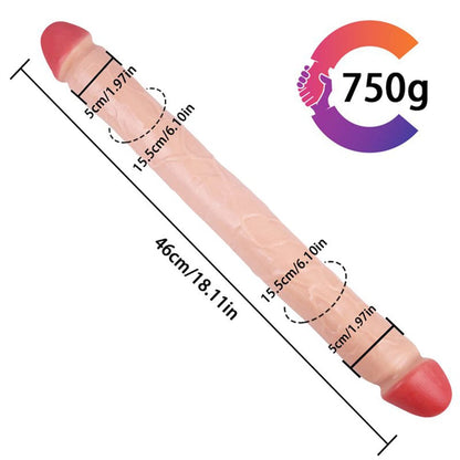 18.11‘’ Double-Ended Soft Silicone Simulated Anus Masturbation Dildo