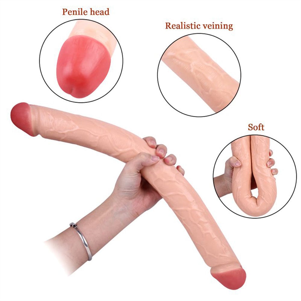 18.11‘’ Double-Ended Soft Silicone Simulated Anus Masturbation Dildo