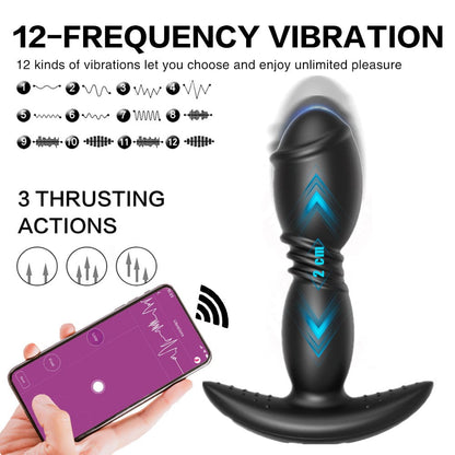 Lurevibe - Remote App Control Dildo Butt Plug Vibrator Anal Sex Toys for Men
