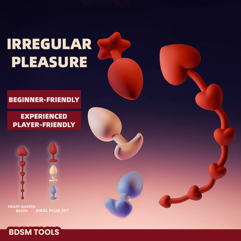 UPKO Heart-Shaped Anal Beads & Bullet Butt Plug Set
