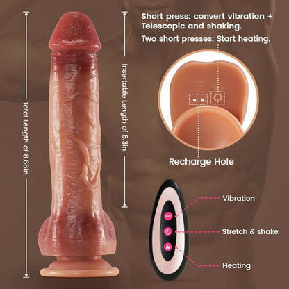 6.3‘’ Lurevibe - 9 Vibrating 3 Thrusting & Swing Intelligent Heating Realistic Dildo Vibrator