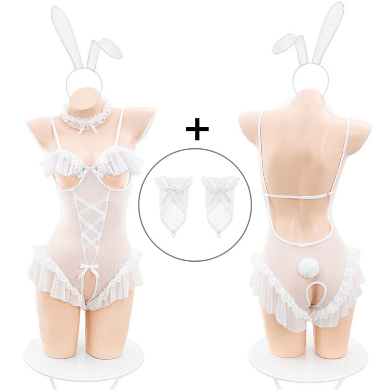 Lace Bunny Sexy Cosplay Bodysuit Set