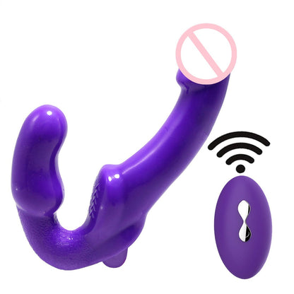 9.65‘’ 10 Frequency Vibrating Remote Control Double Ended Wearable Dildo
