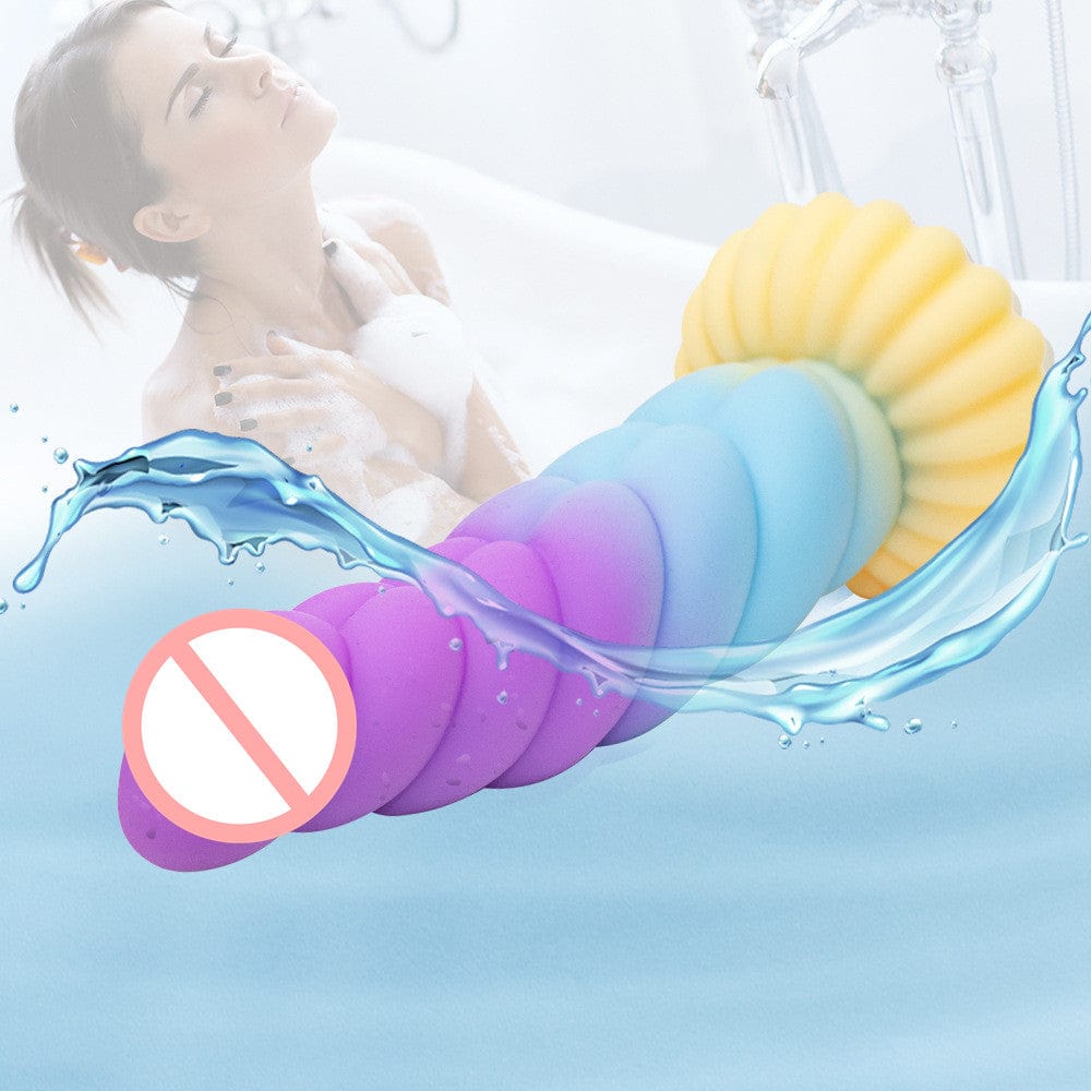 9.05‘’ Colorful Braid Dildo Vibrator Liquid Silicone Anal Plug