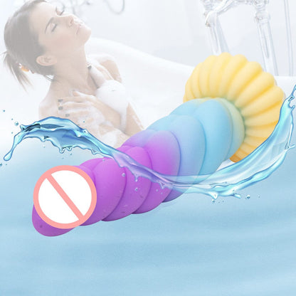 9.05‘’ Colorful Braid Dildo Vibrator Liquid Silicone Anal Plug