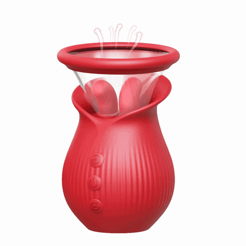 Lurevibe - Rose Romeo - 3in1 Rose Sex Toy with 2 Suction Cups Adult Toys Female Clitoral Nipple Vibrators with 10 Licking Sucking Vibrating
