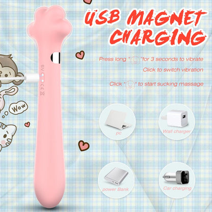 Cute Cat Paw 7 Flapping Clitoral G Spot Vibrator