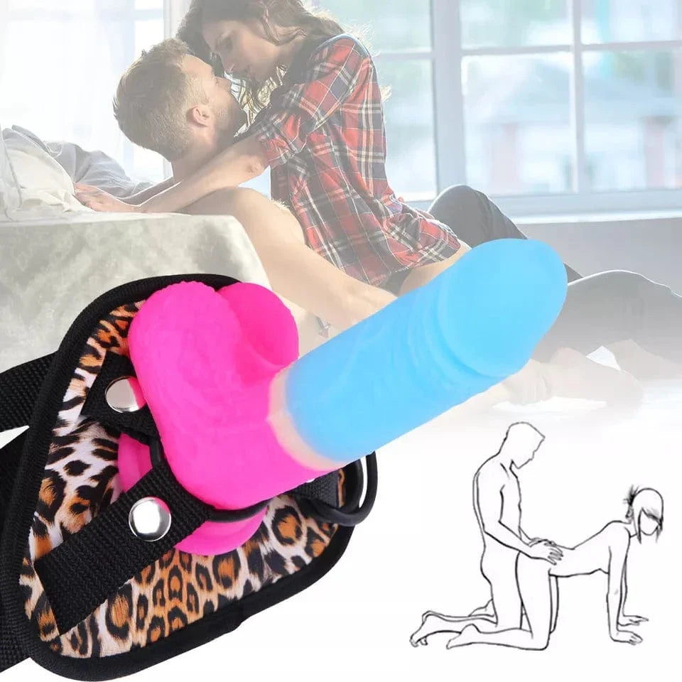 7.09‘’ Strap-on Dildo Leopard Belt For Lesbian Couple