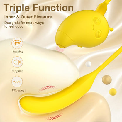 Cute Mango-Shaped Triple Function Sucking Vibrator