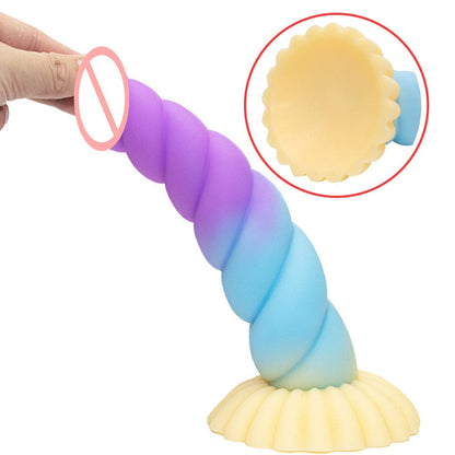 9.05‘’ Colorful Braid Dildo Vibrator Liquid Silicone Anal Plug