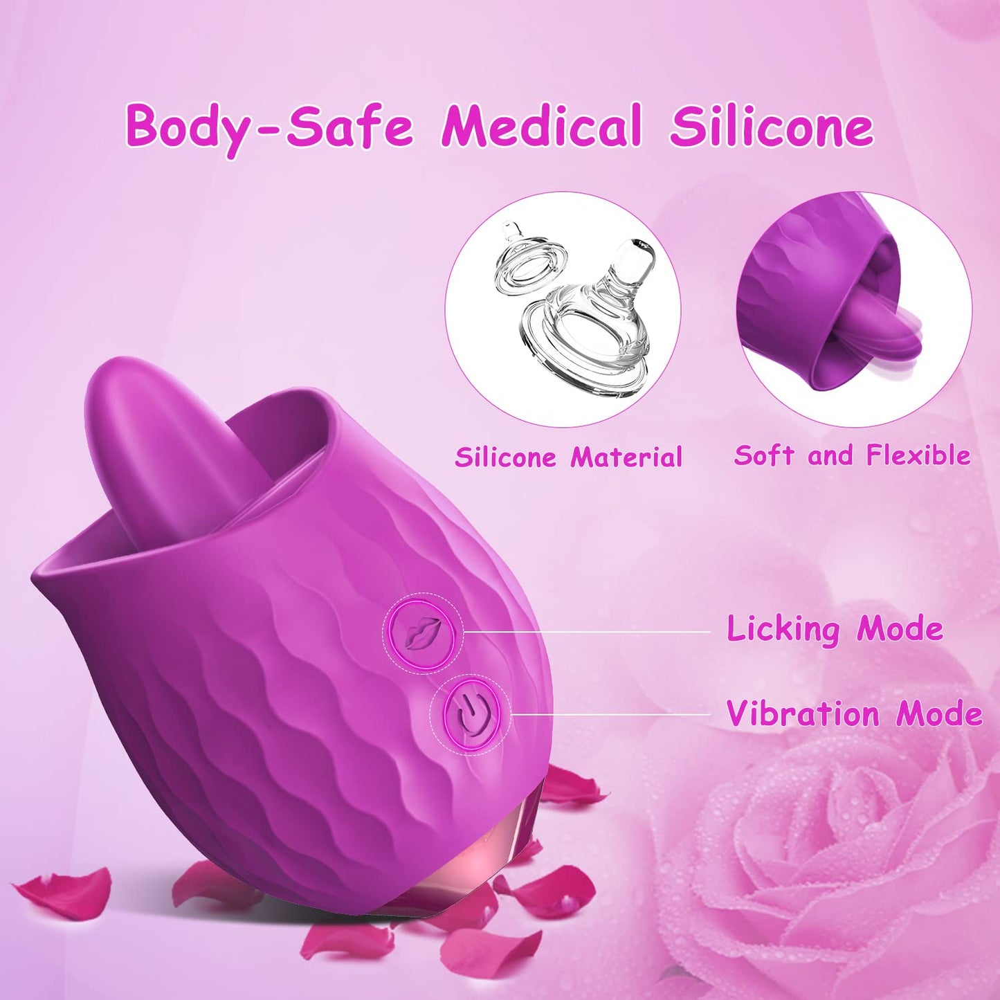 Lurevibe - Rose Toy Vibrator For Wome Clitoral Tongue Licking Vibrator