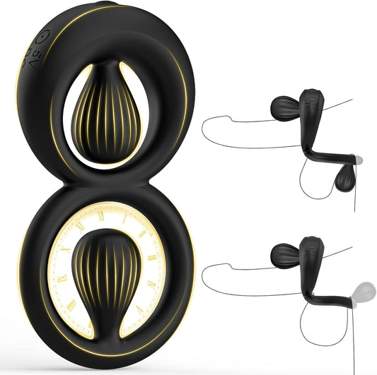 Vibrating Dual Cock Ring with Adjustable Beads