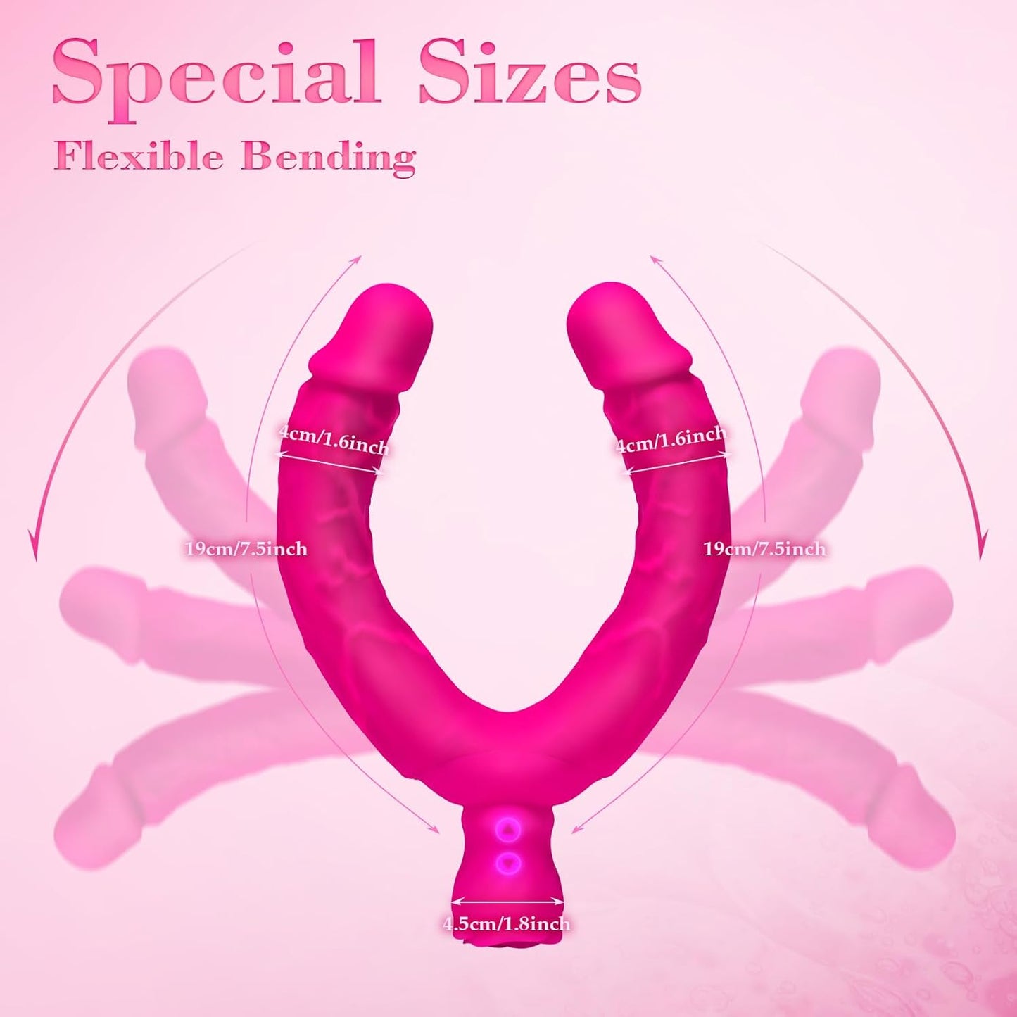 7.5‘’ Double Ended Vibrating Rose Dildo Anal Dildo with 10 Vibrating Modes