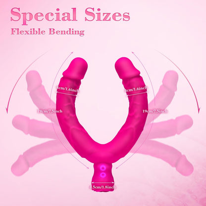 7.5‘’ Double Ended Vibrating Rose Dildo Anal Dildo with 10 Vibrating Modes