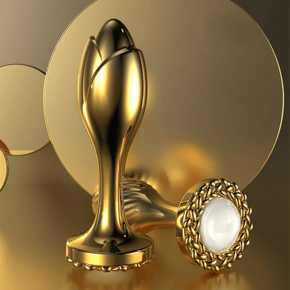 Lurevibe - Pearl Rose Anal Plug Gold Stainless Steel