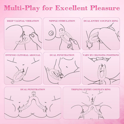 7.5‘’ Double Ended Vibrating Rose Dildo Anal Dildo with 10 Vibrating Modes