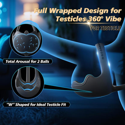 3-in-1 Vibrating Testicle Taint Anal Stimulator with Adjustable Vibrating Cock Ring