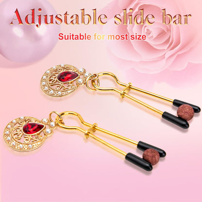 Rubine Pearl Decoration Nipple Clamps