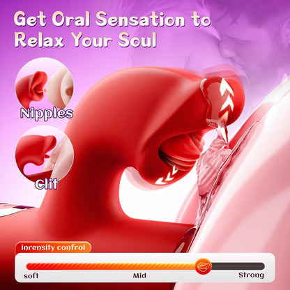 Upgraded Rose Muncher 5 In 1 Thrusting Clitoral G Spot Vibrator