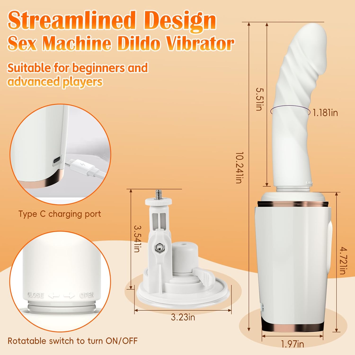 Honey 7 Thrusting Heating Sex Machine Vibrator with Sucker