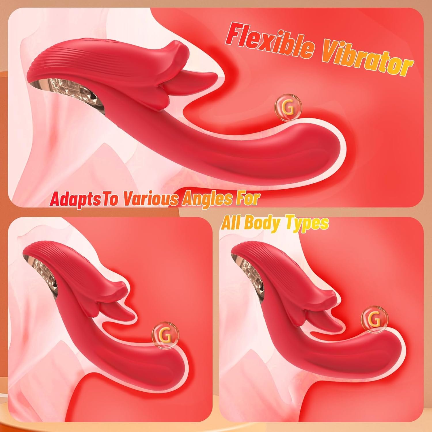 Angel Kiss 4 In 1 Rotating Tongue Licking Vibrating G-Spot Dildo Vibrator