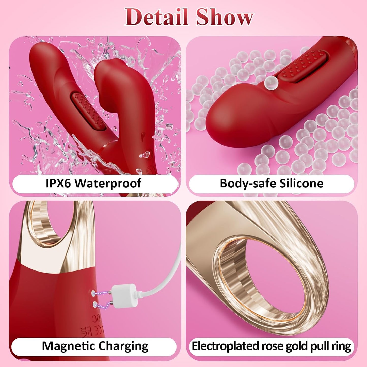 Pull Ring Rose Muncher Biting Tongue Flapping G Spot Vibrator