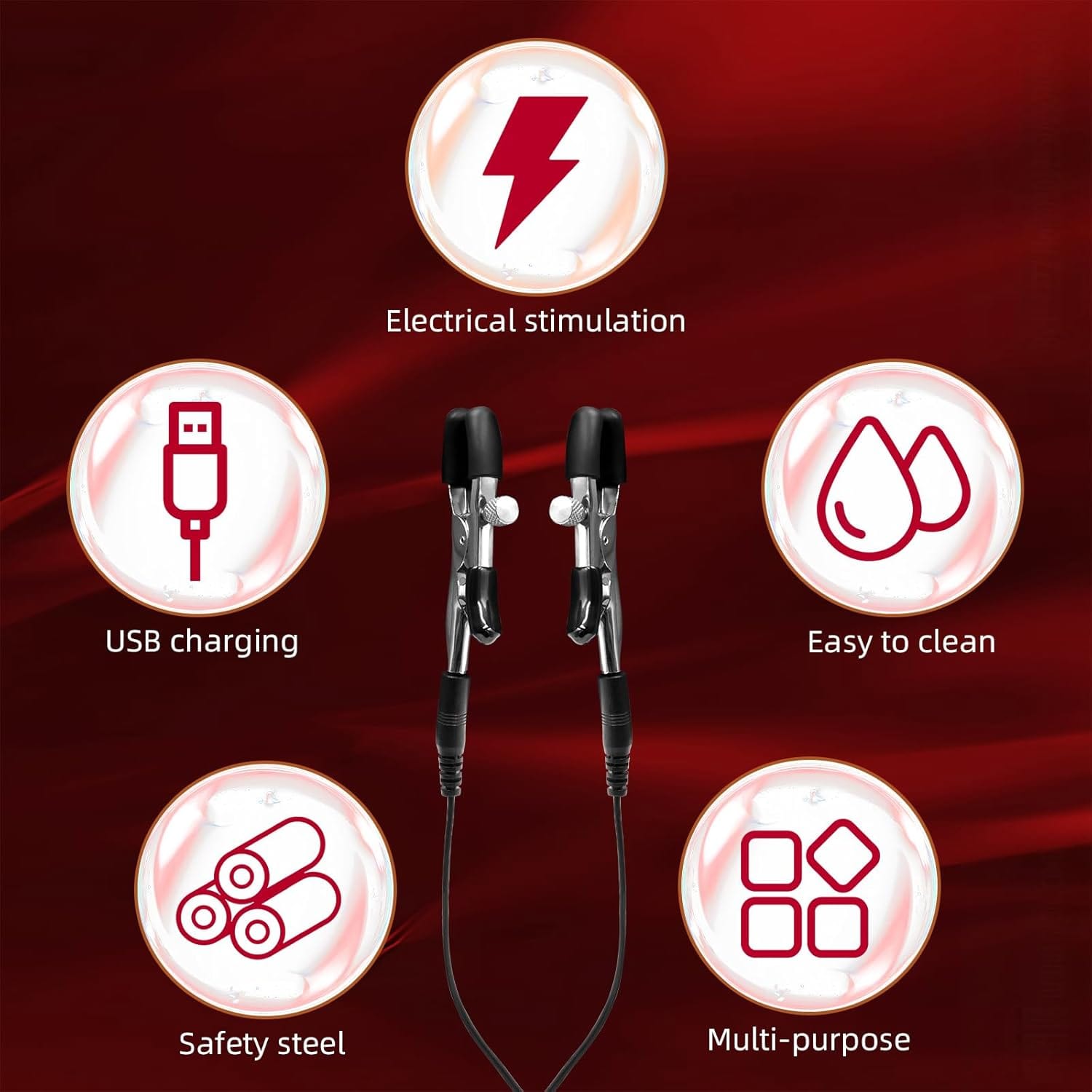 Electric Shock Nipple Clitoral Clip Chain