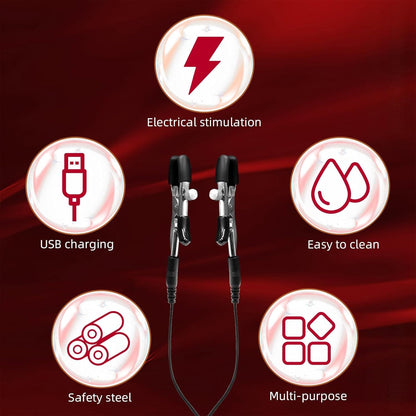 Electric Shock Nipple Clitoral Clip Chain