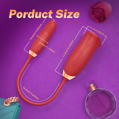 Lurevibe - Rose Muncher Rose Kiss Tongue Vibrator With Thrusting Dildo Vibrator