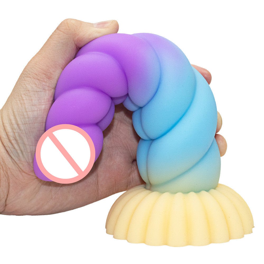 9.05‘’ Colorful Braid Dildo Vibrator Liquid Silicone Anal Plug