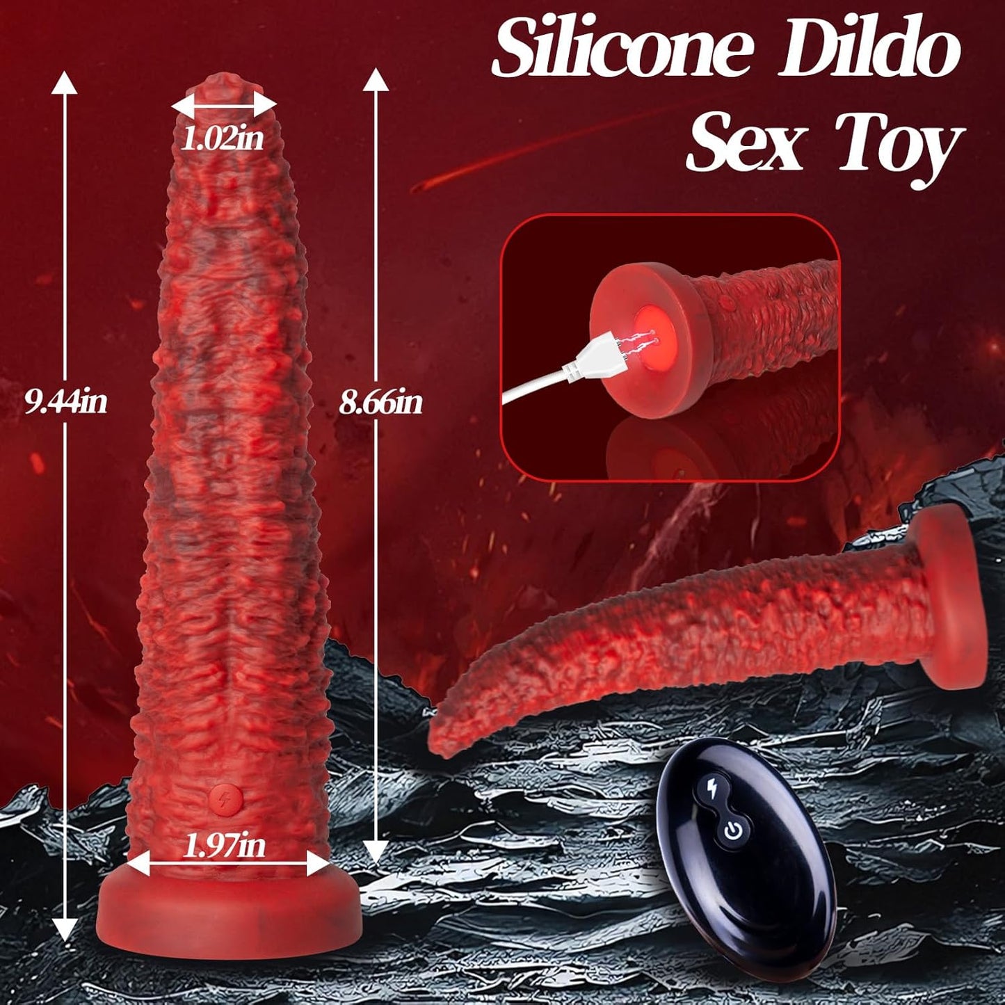9.5‘’ Realistic Monster Tongue Thrusting Dildo Vibrator With Remote Control