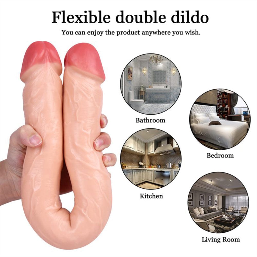 18.11‘’ Double-Ended Soft Silicone Simulated Anus Masturbation Dildo