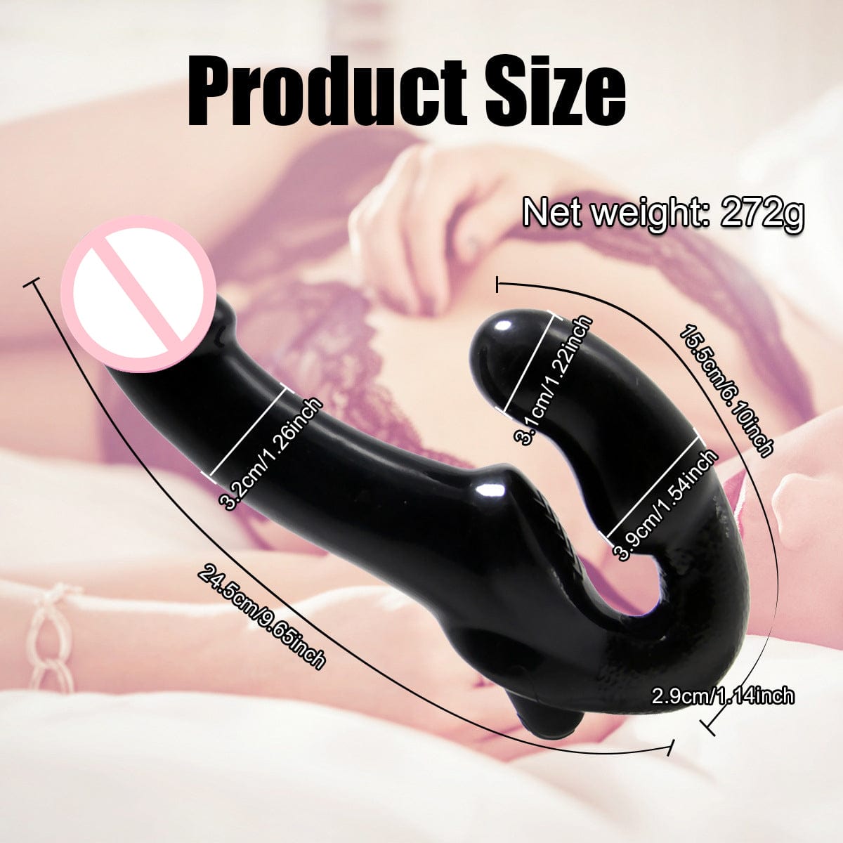 9.65‘’ 10 Frequency Vibrating Remote Control Double Ended Wearable Dildo