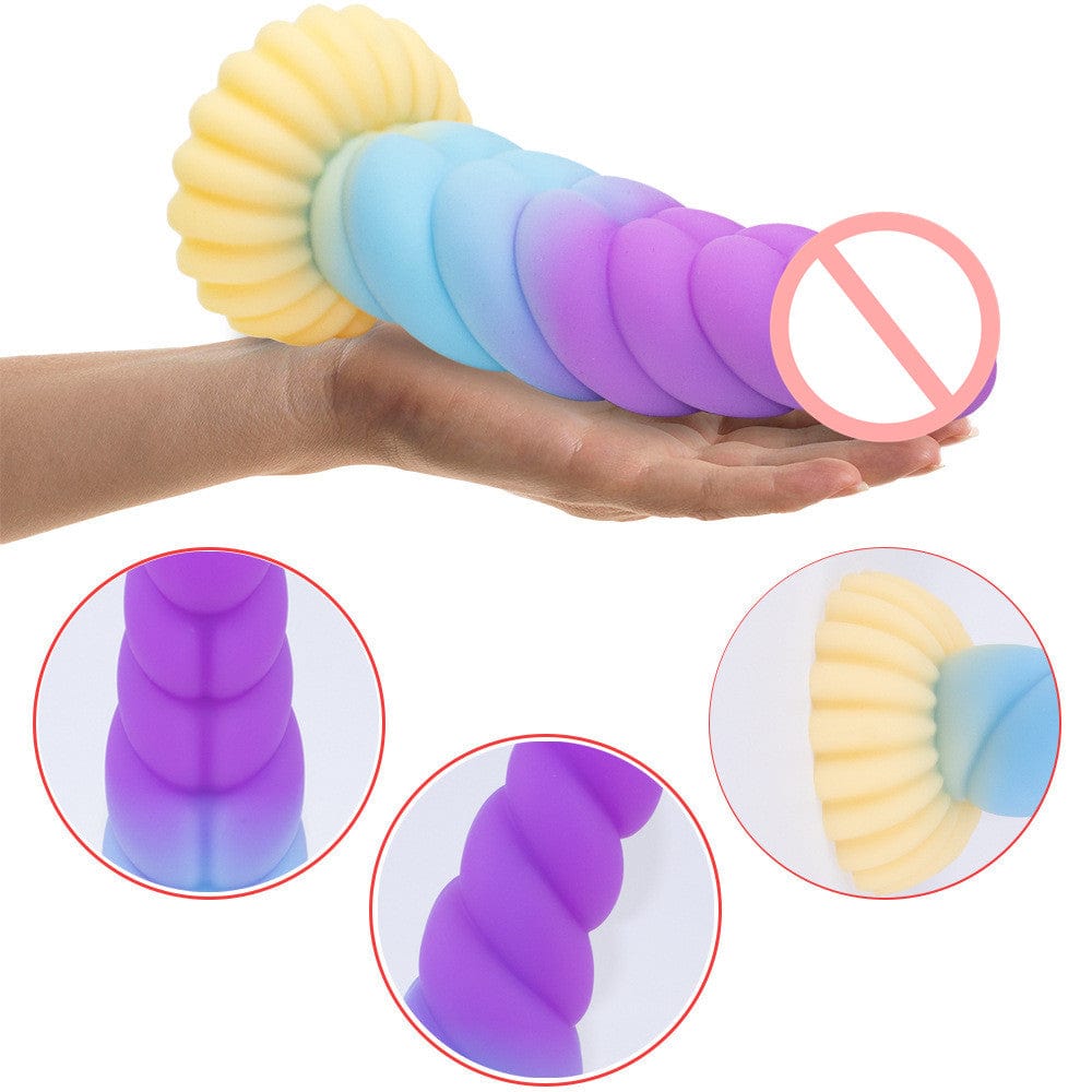 9.05‘’ Colorful Braid Dildo Vibrator Liquid Silicone Anal Plug