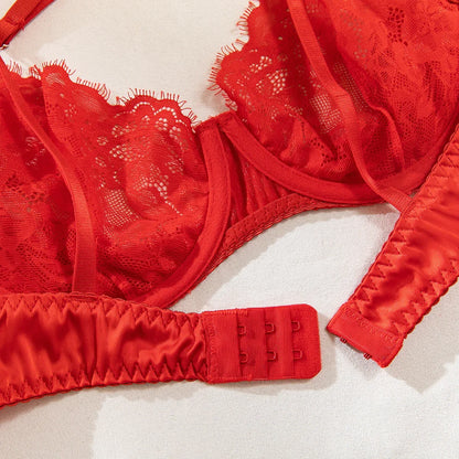 Angel Silk Satin Skirt & Lace Lingerie Set (3-Piece)