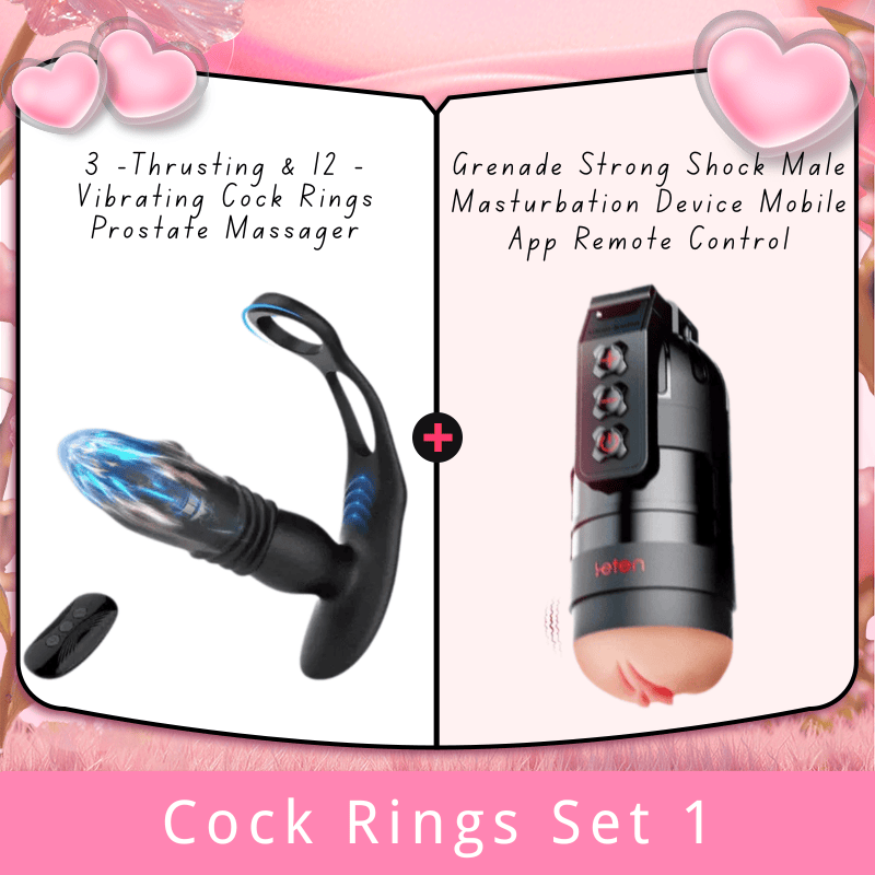 3 -Thrusting & 12 -Vibrating Cock Rings Prostate Massager