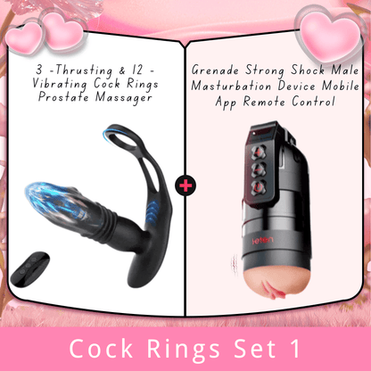 3 -Thrusting & 12 -Vibrating Cock Rings Prostate Massager
