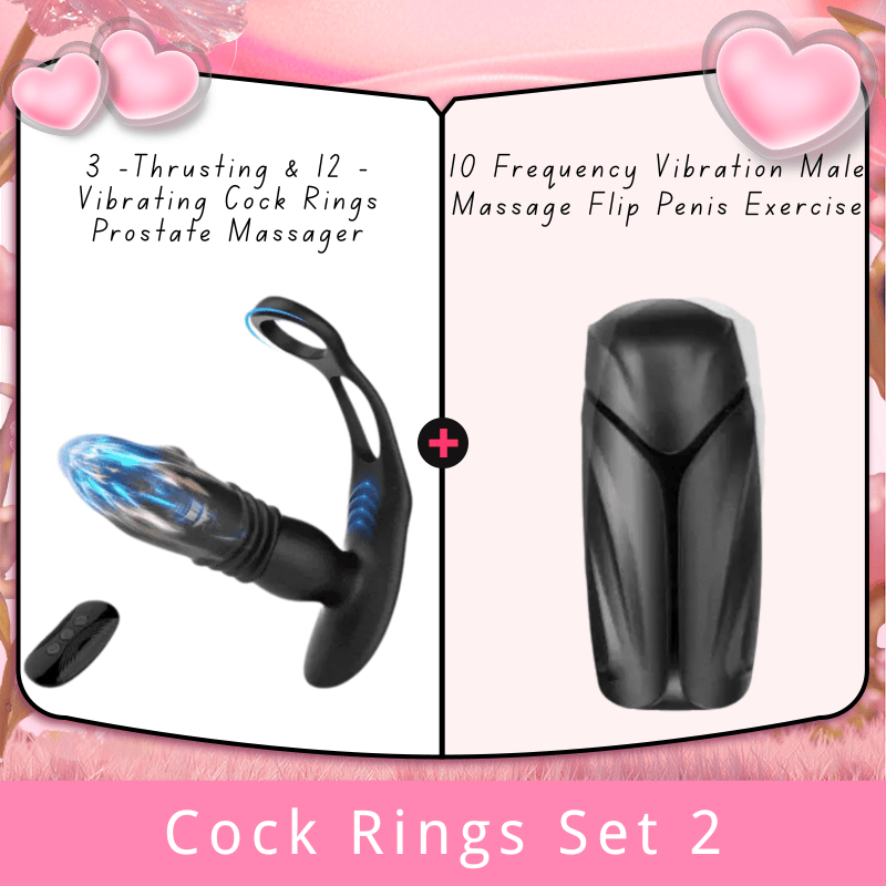 3 -Thrusting & 12 -Vibrating Cock Rings Prostate Massager