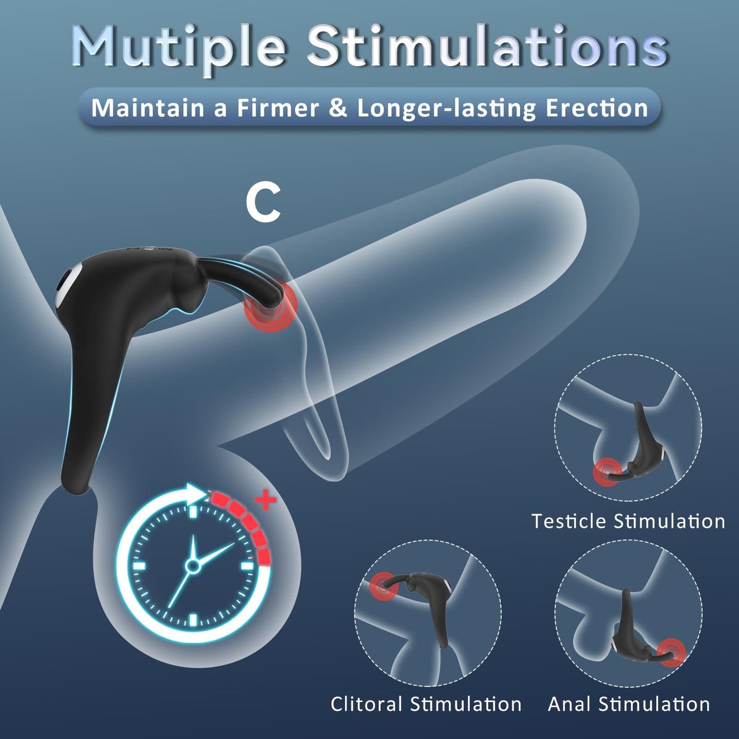 Lurevibe - Rabbit Vibrating Cock Ring Adult Sex Toys with Clitoral Vibrator