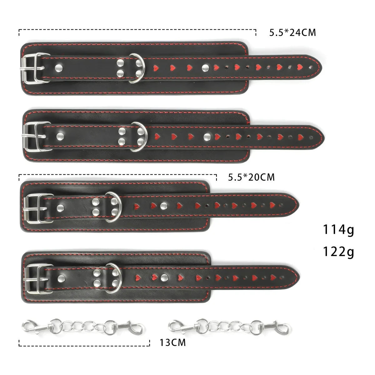 Heart-Cutout Faux Leather Restraint Cuffs