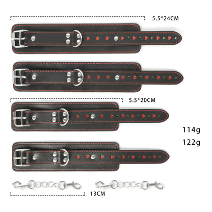 Heart-Cutout Faux Leather Restraint Cuffs