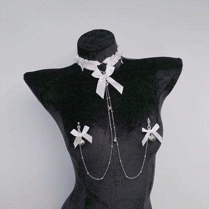 Bow Choker Nipple Clamps Body Chain Set