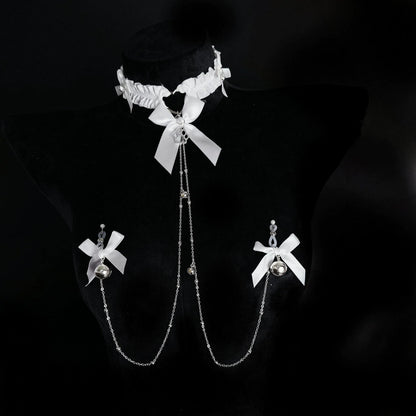 Bow Choker Nipple Clamps Body Chain Set