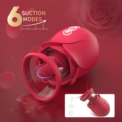 Vortex - Purple Rose Sucking Licking Vibrator With Detachable Cup
