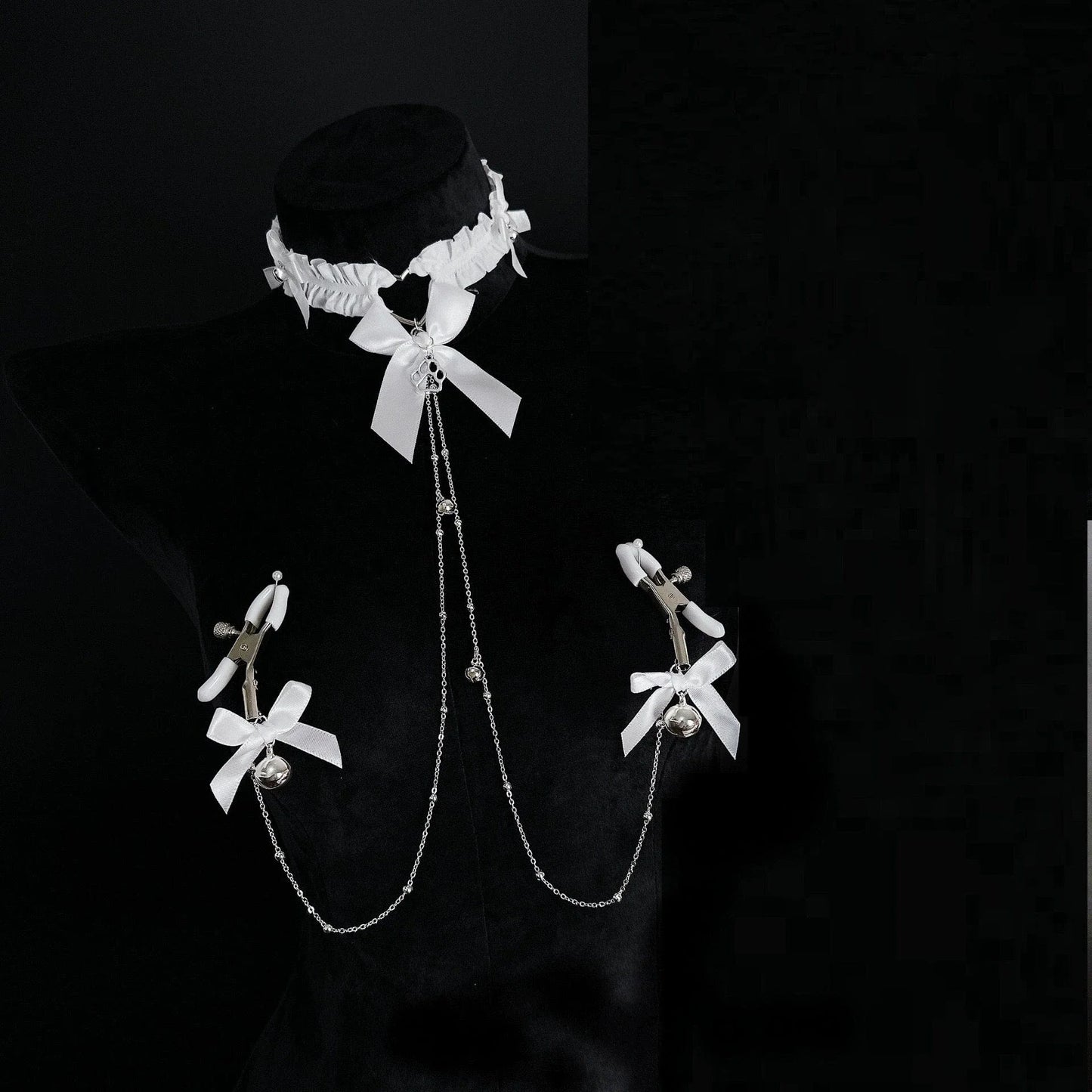 Bow Choker Nipple Clamps Body Chain Set